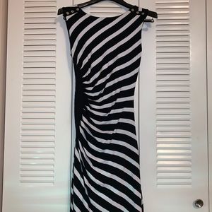 Black and white striped tight fitting dress